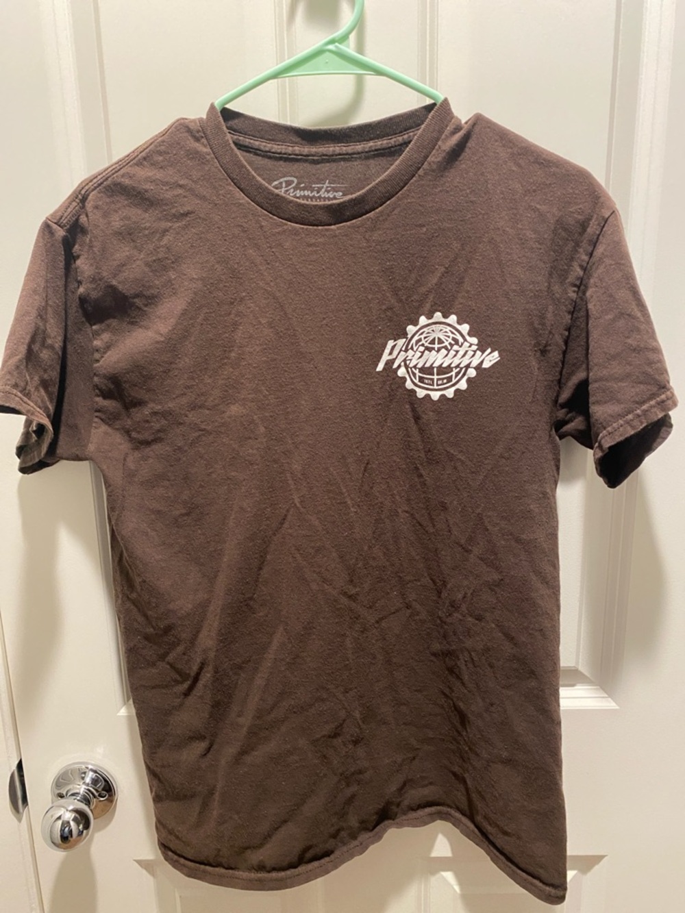 Primitive Brown Short Sleeve Graphic Tee with White Logo EUC